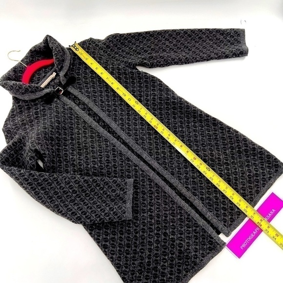 Chiaramente Long Cardigan Sweater Open Front Wool Blend Black Italy size S - Picture 6 of 17